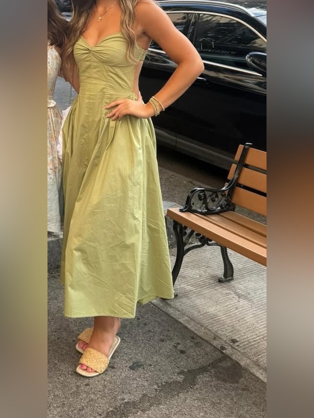 Sage Green Spaghetti-Strap Midi Dress